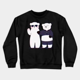 Sunglass Polar Bear with Buddy Bear Crewneck Sweatshirt